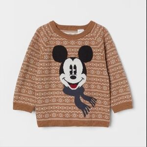 Disney H&M Mickey Mouse Knit Winter Christmas Sweater Size 12M 100% Cotton NWOT